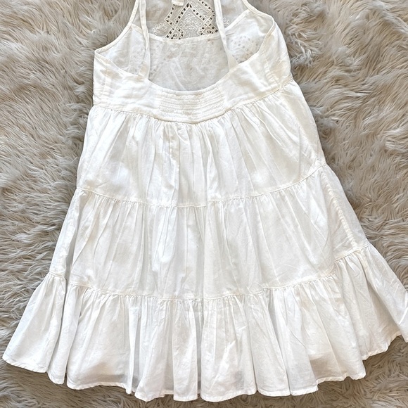 UO Head In The Clouds Crochet Neck Tiered Halter Mini Dress - Picture 13 of 16